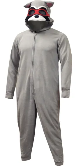 Masked Racoon One Piece Hooded Footie Pajama